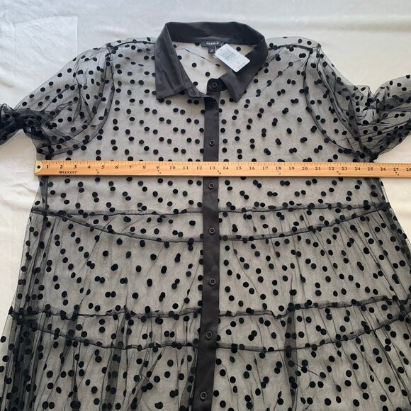 NEW Torrid Black Flocked Mesh Button Front Tiered Duster Kimono cardigan - Picture 10 of 12